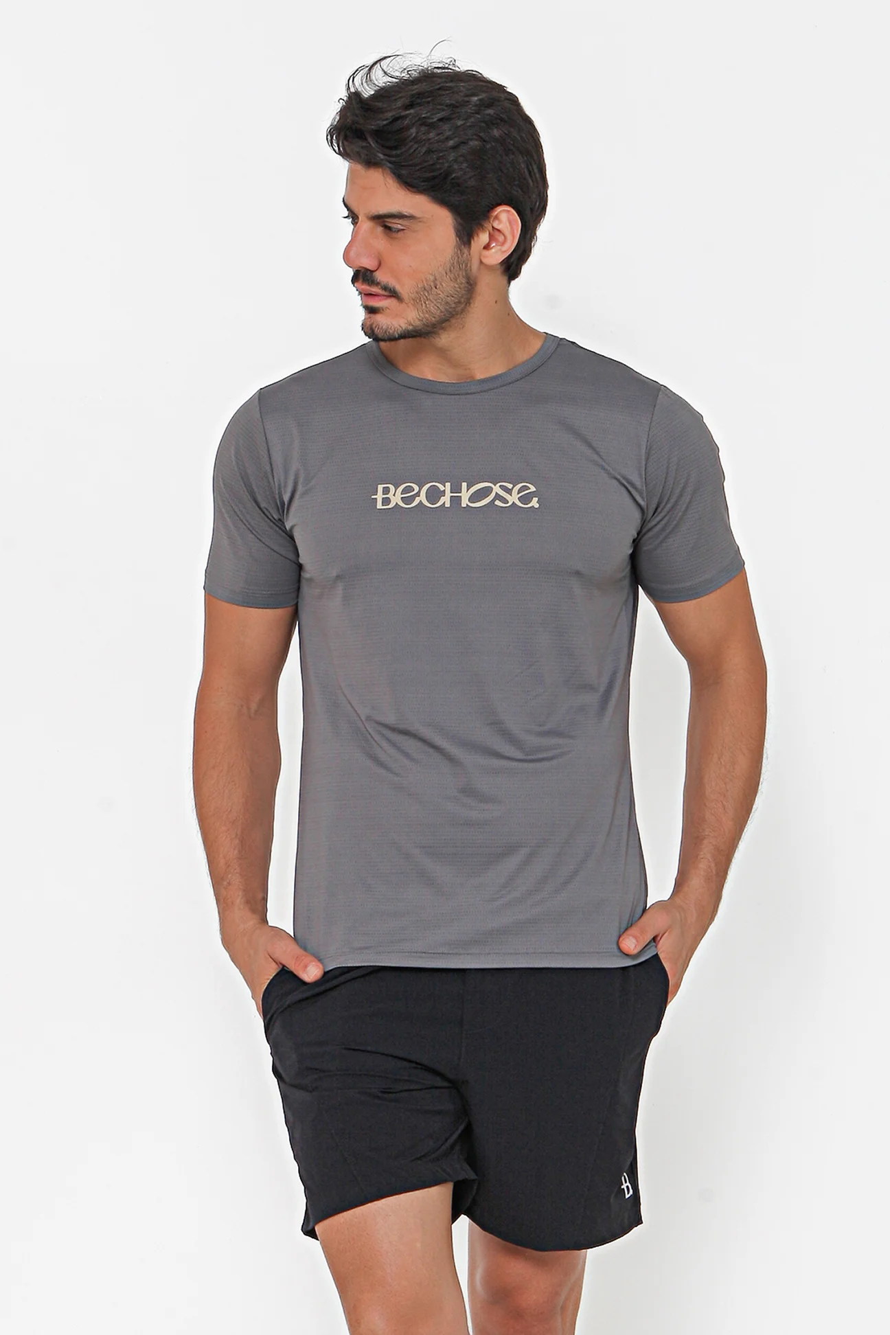 IMG_6192 Camiseta Dry Bchose Chumbo / Bege - Imagem 1