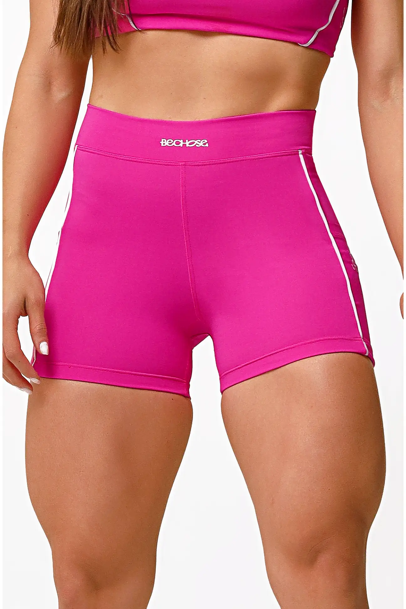 shorts-aurora-pink-bechose-1 Shorts Aurora Pink / Branco - Imagem 1