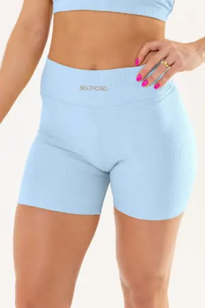 Shorts fitness Azul Ice Canelado / Castanho | Bechose